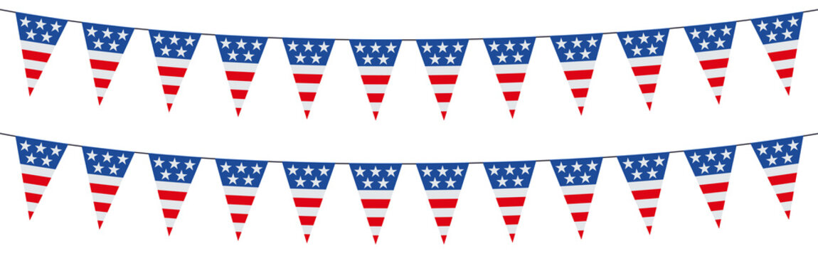 Garlands with pennants in the colors of the USA