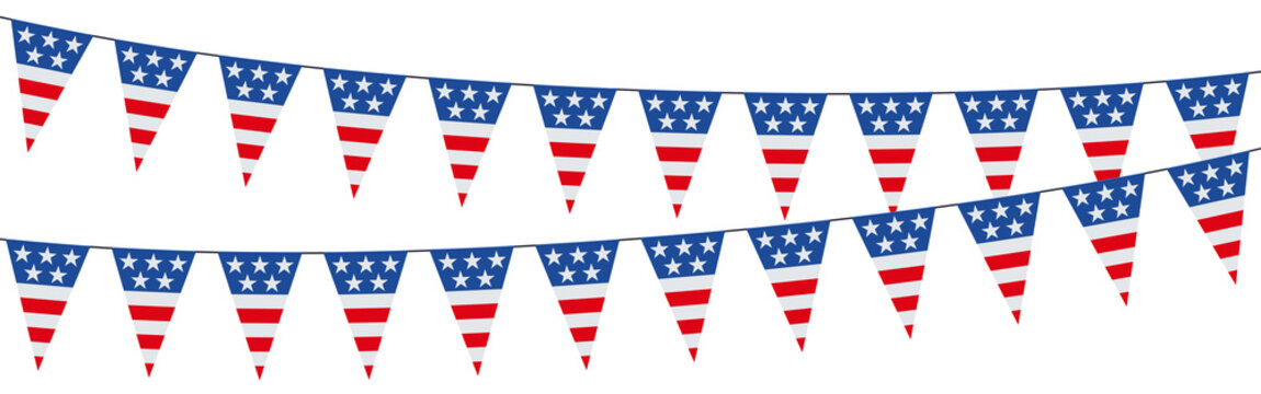 Garlands with pennants in the colors of the USA