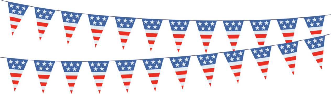Garlands with pennants in the colors of the USA