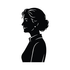 Elegant woman profile portrait vector silhouette line art illustration with hair bun style. © MdKhalidIbneMahbub