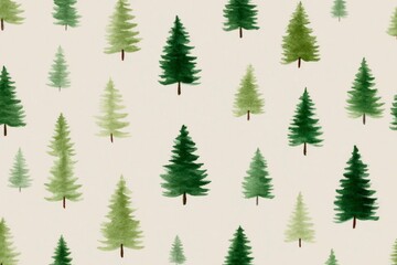 Obraz premium a seamless pattern of small green pine trees on a beige background