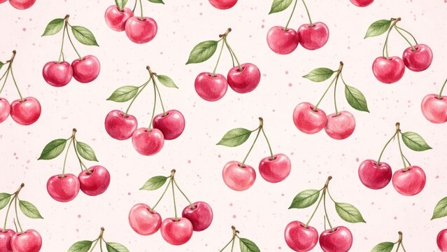Vibrant cherry pattern illustration.