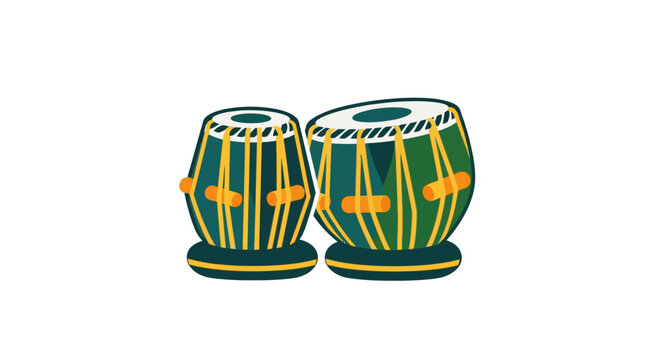 Colorful Traditional Indian Tabla Drum Pair Illustration Vector.