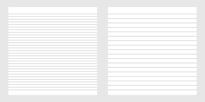 realistic set of blank paper line sheets