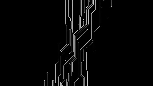 Abstract Digital Circuit Board Lines on Black Background