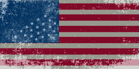 Fototapeta premium Old grunge vintage dirty faded shabby distressed American US national flag background