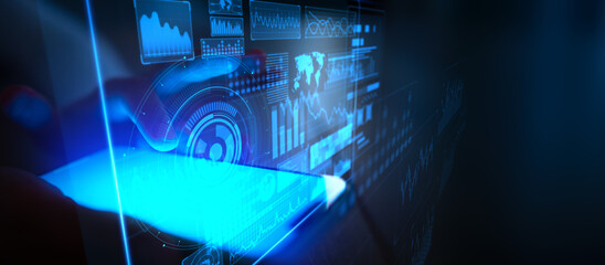 Big Data Analytics and Dashboard Interface on Virtual Screen.