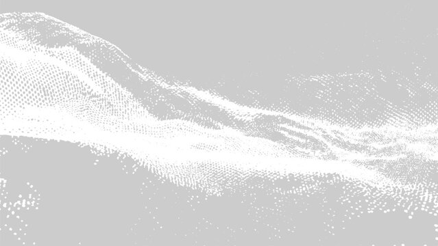 Halftone wave pattern with gradient effect in shades of grey and white tones