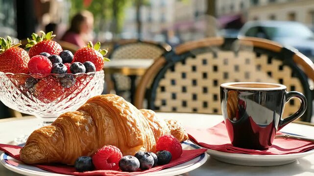 Elegant Parisian Breakfast Table in Summer French Lifestyle Scene