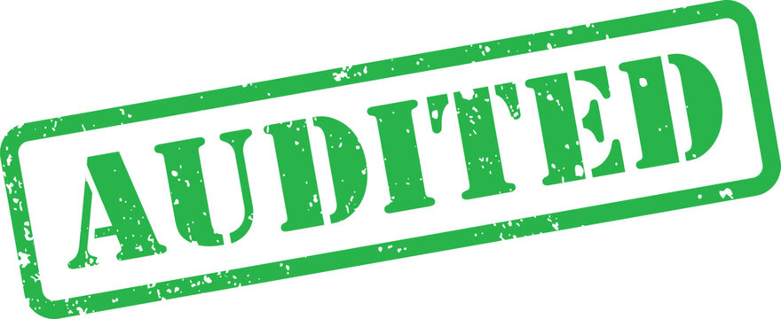 Audited stamp green ink rectangle seal for compliance and verification