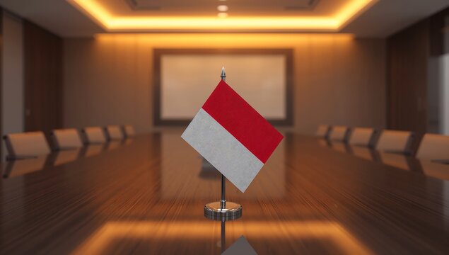 Generative AI depicts a conference room with a prominent national flag centerpiece