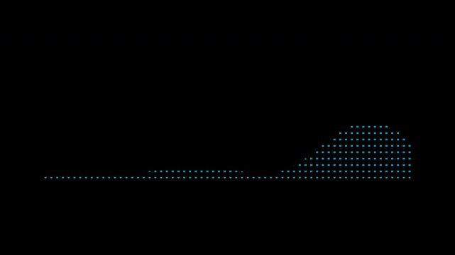 Audio spectrum blue dotted grid overlay for futuristic music visualization on transparent background 4k animation