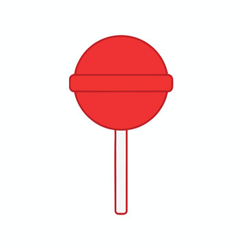 Minimalist red lollipop illustration isolated on white background.