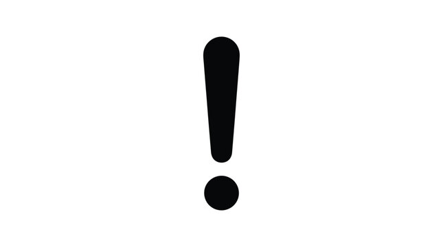 Black exclamation mark symbol on a white background a simple silhouette point