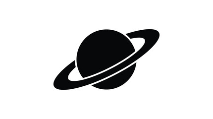 Saturn with rings a dark silhouette against a plain white background silhouette © Alamin