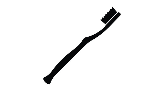 Black toothbrush silhouette on a white background dental hygiene object silhouette