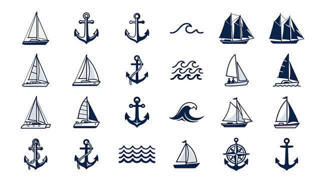 Sailboats and Anchors Nautical.