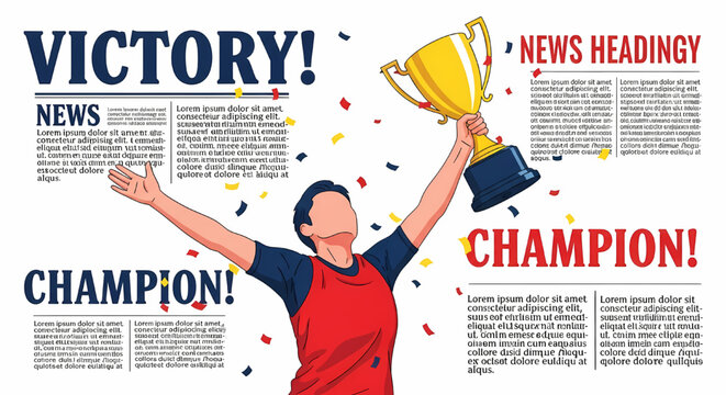 Sport victory newspaper front page template illustration