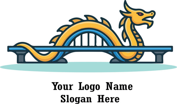 da nang bridge logo icon vector white background .