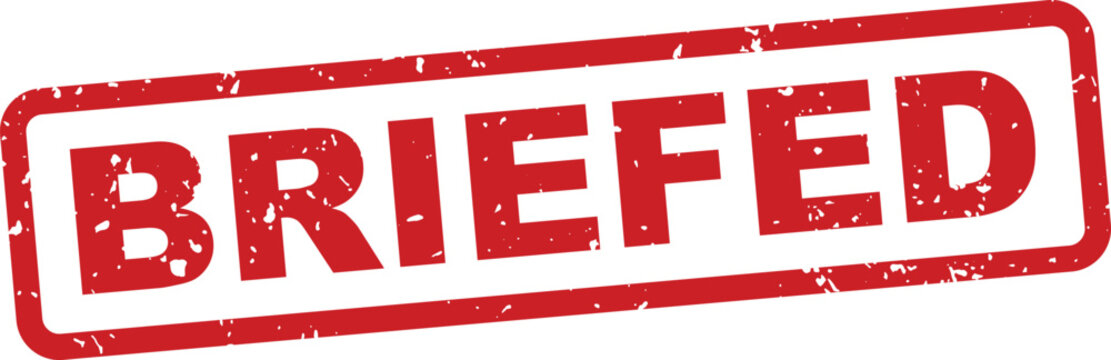 Briefed red stamp on white background official document seal