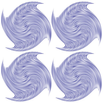 Ilustra&ccedil;&atilde;o abstrata com quatro formas espirais psicod&eacute;licas roxas