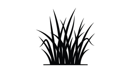 Black grass blades silhouette against a white background simple plant form silhouette © arfan