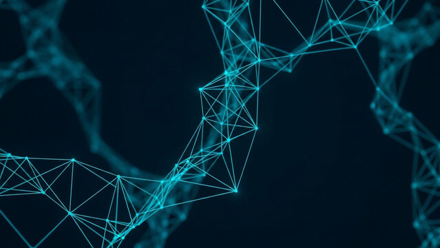 Abstract Digital Network Connection with Glowing Blue Nodes and Lines