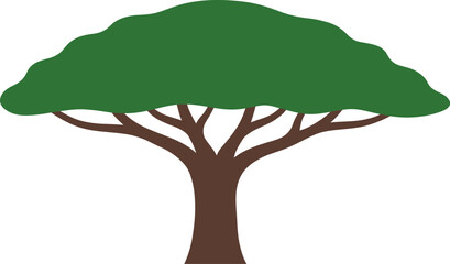 Green tree with brown trunk and branches illustration © VectoLover