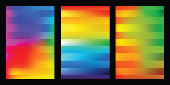 Rainbow colored backgrounds with pixelated gradient effect