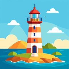 Colorful lighthouse on small island 2. © Makdum
