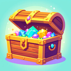 Treasure Chest Full of Colorful Jewels. © Sumi