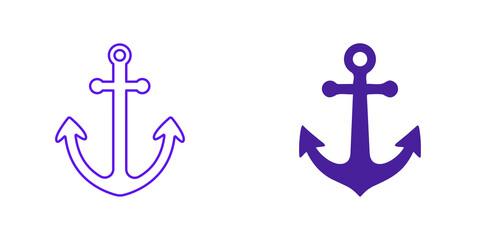 Anchor icon set, nautical symbol, isolated on transparent background © MSTNARGIS