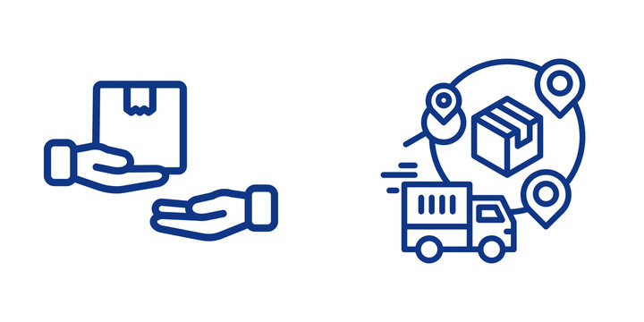 Delivery and logistics icons, isolated on transparent background