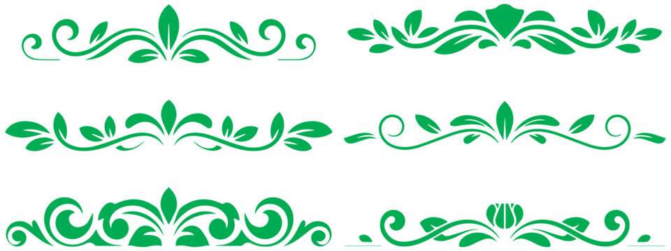 Symmetrical foliage border collection for header designs.