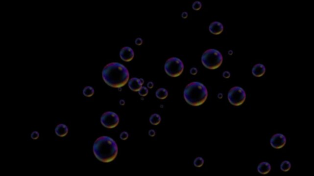 Abstract bubbles on black background animation