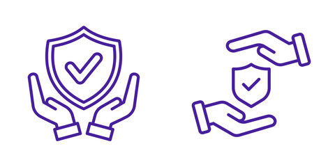 Fototapeta premium Protection and Security Icons, Shield and Hands, isolated on transparent background