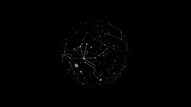 White abstract 3d sphere of glowing particles and energy waves. explosion with alpha channel