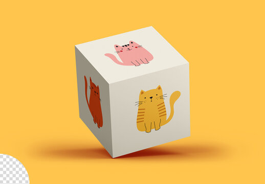 Cube Box Block Mockup Isolated