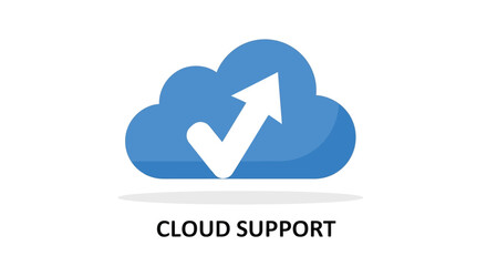 Cloud Support Icon With Check Mark Flat Vector Illustration © MDAUAL