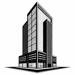 Fototapeta premium Modern skyscraper silhouette with cut out section architecture vector illustration