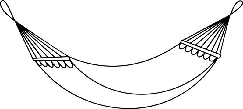 continuous one line drawing of hanging hammock for outdoor relaxation and rest.