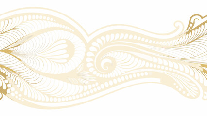 Ornate floral ornament a seamless vector pattern with swirling leaves in a pale gold color scheme design motif swirls curvilinear tone © Rabindrabath