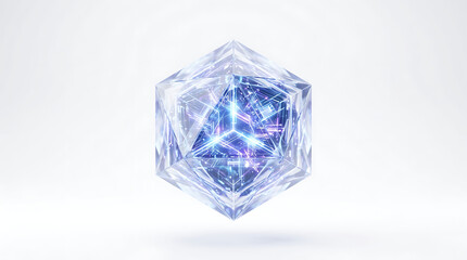 Fototapeta premium Crystalline node floating in space isolated on a clean white background