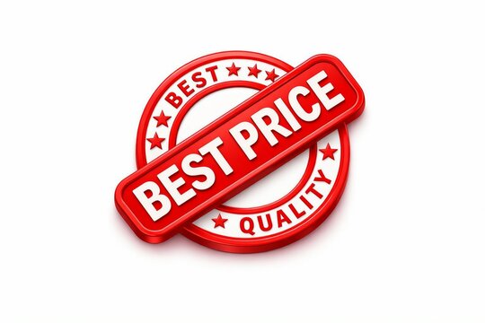 Red best price and quality badge with stars