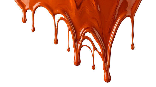 Realistic Orange Abstract Liquid Paint Drip PNG &mdash; Tetesan Cat Cair Oranye Abstrak Realistis PNG Transparan