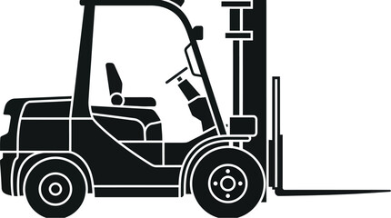 Fototapeta premium Black silhouette of a forklift