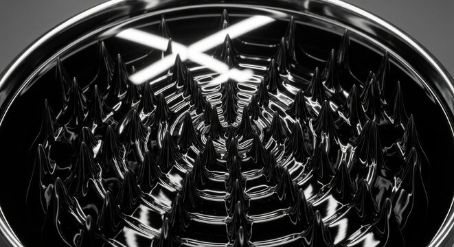 Chrome car headlight, close-up, shiny metal, reflective surface, automotive part