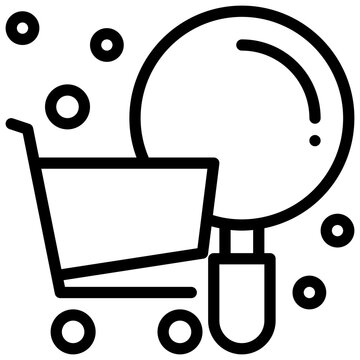 shopping cart shopping store sale search simple line icon