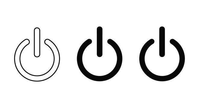Abstract power button vector illustration with glossy technology symbol and round switch icon background