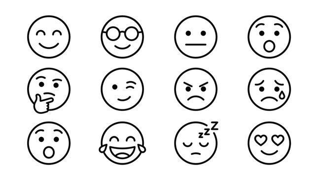set of easter eggs and smiley face emoticon icons vector illustration set